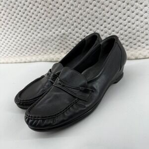 SAS Tripad Comfort Black‎ Leather Loafer Wedge Heel Shoes Womens 9.5M